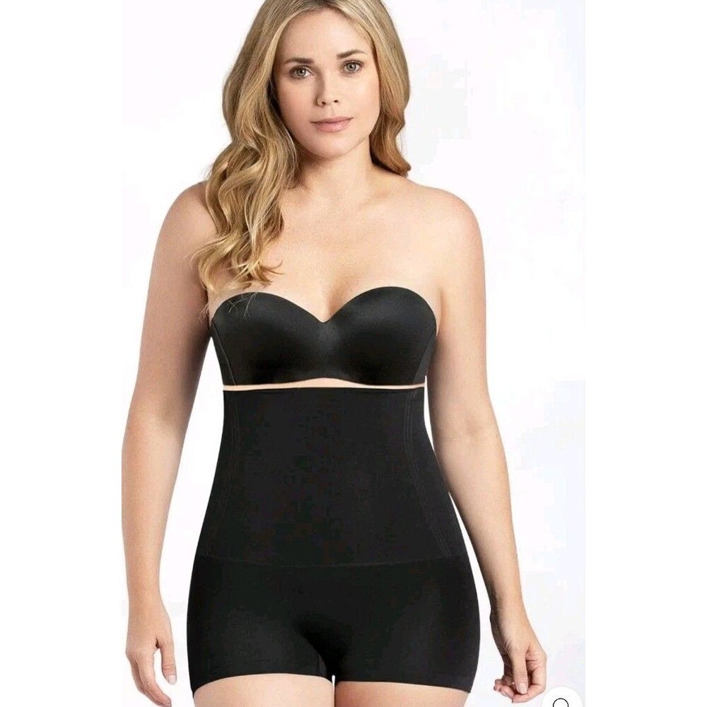 Curveez Womens Sz L Sig Control High Waist Boyshort Black CUR3700 Slimming Firm